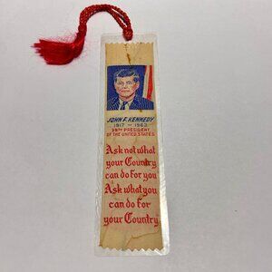 VERY RARE PRESIDENT, JOHN F KENNEDY SILK BOOKMARK CIRCA 1960S.